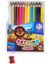 Χρωματιστά μολύβια Astra - Αστρίνο, 12 χρώματα + ξύστρα και ένα μολύβι δώρο -1
