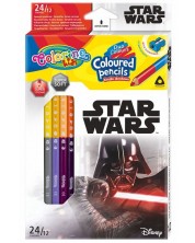 Χρωματιστά μολύβια διπλής όψης Colorino - Marvel Star Wars,24 χρώματα και ξύστρα -1