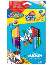Χρωματιστά μολύβια Colorino Disney - Mickey and Friends, 24 χρώματα και ξύστρα -1
