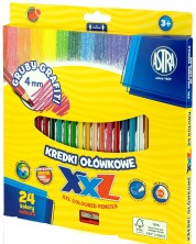 Χρωματιστά μολύβια Astra XXL - 24 τεμάχια + ξύστρα -1