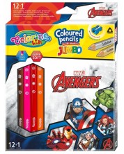 Χρωματιστά μολύβια Colorino - Marvel Avengers JUmbo,12 + 1 χρώματα και ξύστρα