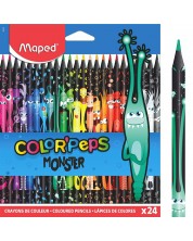 Χρωματιστά μολύβια Maped Color Peps - Monster, 24 χρώματα