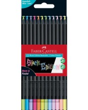 Χρωματιστά μολύβια Faber-Castell Black Edition - 12 χρωμάτων, νέον και παστέλ