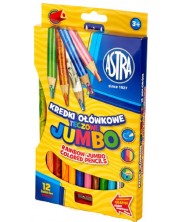 Χρωματιστά μολύβια Astra - Jumbo, 12 χρώματα + ξύστρα -1