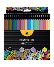 Χρωματιστά μολύβια Adel BlackLine - 48 χρώματα