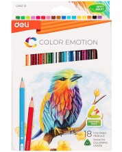 Χρωματιστά μολύβια Deli Color Emotion - EC00210, 18 χρώματα