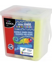 Χρωματιστές κιμωλίες Kidea Jumbo - 12 τεμάχια, σε κουβά