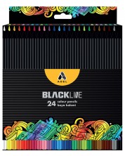 Χρωματιστά μολύβια Adel BlackLine - 24 κλασικά χρώματα