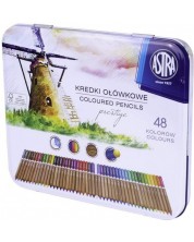 Χρωματιστά μολύβια ακουαρέλας Astra Prestige - Σε μεταλλική θήκη, 48 χρωμάτων -1