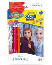 Έγχρωμα  μολύβια Colorino Disney - Frozen II, 12 + 1 χρώματα και ξύστρα -1