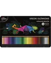 Χρωματιστά μολύβια Kidea - 36 χρώματα, σε μεταλλικό κουτί -1