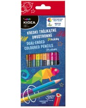 Χρωματιστά μολύβια Kidea - 12 τεμάχια, 24 χρώματα, με δύο μύτες
