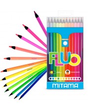 Χρωματιστά μολύβια Mitama - Fluo,12 χρώματα