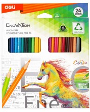 Χρωματιστά μολύβια Deli Enovation - EC113-24, 24 χρώματα -1