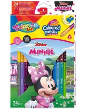 Χρωματιστά μολύβια Colorino Disney - Junior Minnie, 24 χρώματα, ξύστρα