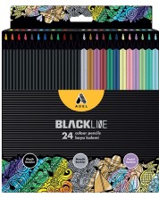 Χρωματιστά μολύβια Adel BlackLine - 24 χρώματα, μείγμα