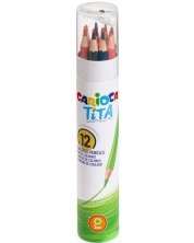 Χρωματιστά μολύβια Carioca Tita - 12 χρώματα + ξύστρα -1