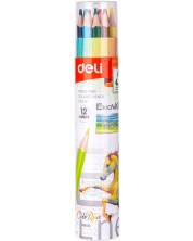 Χρωματιστά μολύβια Deli Enovation - EC112-12, 12 χρώματα