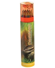 Χρωματιστά μολύβια με μολυβοθήκη και ξύστρα  DinosArt - Δεινόσαυροι, ποικιλία -1