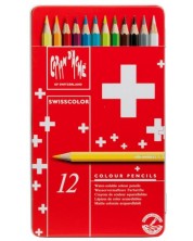 Χρωματιστά μολύβια ακουαρέλας Caran d'Ache Swisscolor - 12 χρώματα,μεταλλικό κουτί -1