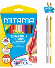 Χρωματιστά μολύβια Mitama - Jumbo, 10+2 χρώματα -1
