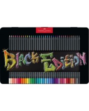 Χρωματιστά μολύβια Faber-Castell Black Edition - 36 χρώματα, μεταλλικό κουτί