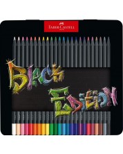 Σετ μολυβιών Faber-Castell Black Edition - 24 χρωμάτων, σε μεταλλικό κουτί