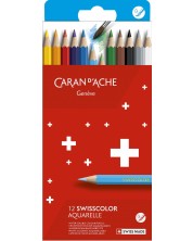 Χρωματιστά μολύβια ακουαρέλας Caran d'Ache Swisscolor - 12 χρώματα -1