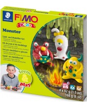 Σετ από πηλό Staedtler Fimo - Kids, 4 x 42g, Monster -1