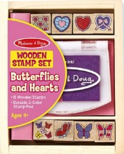 Δημιουργικό σετ Melissa and Doug - Σφραγίδες, πεταλούδες και καρδιές -1