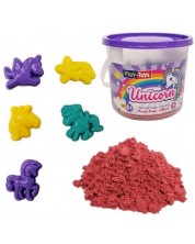 Δημιουργικό σετ κινητικής άμμου PlayToys - Μονόκεροι, ροζ, 500 γρ