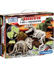 Σετ Clementoni Science & Play - Φωτεινοί σκελετοί T-Rex και Triceratops -1