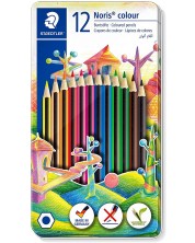 Χρωματιστά μολύβια Staedtler Noris Colour 185 - 12 χρώματα, σε μεταλλικό δοχείο