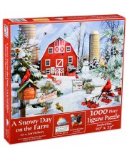 Παζλ SunsOut 1000 κομμάτια - Χιονισμένη μέρα στο αγρόκτημα, Lori Schory