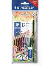Χρωματιστά μολύβια Staedtler Noris Colour 185 - 12 χρώματα, με μολύβι γραφίτη και γόμα -1