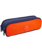 Σχολική κασετίνα Cool Pack Clio - Πορτοκαλί και μπλε, με 2 φερμουάρ -1
