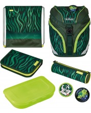Σχολικό σετ Herlitz SoftLight Plus - Jungle, σακίδιο πλάτης , αθλητική τσάντα και δύο κασετίνες κουτί φαγητού  -1