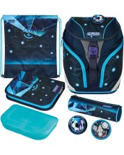 Σχολικό σετ  Herlitz SoftLight Plus - Space Boy,σακίδιο πλάτης , αθλητική τσάντα και δύο κασετίνες κουτί φαγητού 