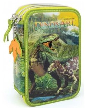 Σχολική κασετίνα με αξεσουάρ DinosArt - Δεινόσαυροι, με 3 φερμουάρ -1