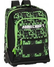 Σχολικό σακίδιο με ρόδες Panini Minecraft - Premium Pixels Green,  1 θήκη