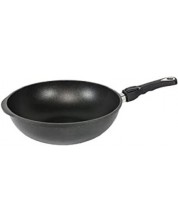 Τηγάνι Wok АМТ - 30 cm, μαύρο , επαγωγική εστία,  φορητή λαβή 