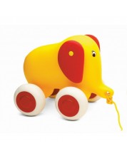 Ελέφαντας που τραβιέται Viking Toys, 25 cm,κίτρινο, με κουτί δώρου -1