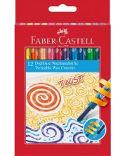 Κηρομπογιές Faber-Castell - Twist, 12 χρώματα