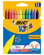 Κηρομπογιές BIC Kids - Plastidecor, 12 χρώματα -1
