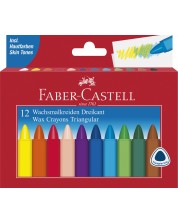 Κηρομπογιές  Faber-Castell - 12 χρώματα, τριγωνικό