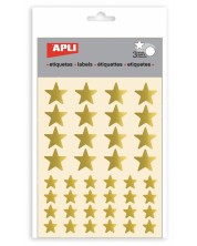 Σετ αυτοκόλλητων APLI - Χρυσά αστέρια, γυαλιστερά, 3 φύλλα