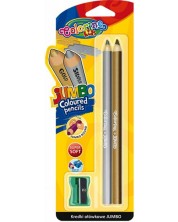 Χρυσό και ασημένιο μολύβι Colorino Kids - Jumbo, με ξύστρα