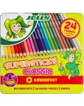 Σετ χρωματιστά μολύβια Jolly Kinderfest Classic - 24 χρώματα, μεταλλικό κουτί - 1t