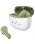 Ασύρματα ακουστικά Canyon - TWS5, λευκό/πράσινο - 1t