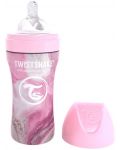 Μπιμπερό Twistshake - Μαρμάρινο ροζ, ανοξείδωτο, 330 ml - 1t